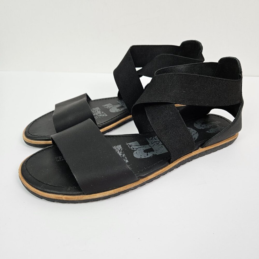 Sorel Ella Black Stretch Cross Ankle Strap Sandal 10.5 NL2893-010 - Picture 6 of 9